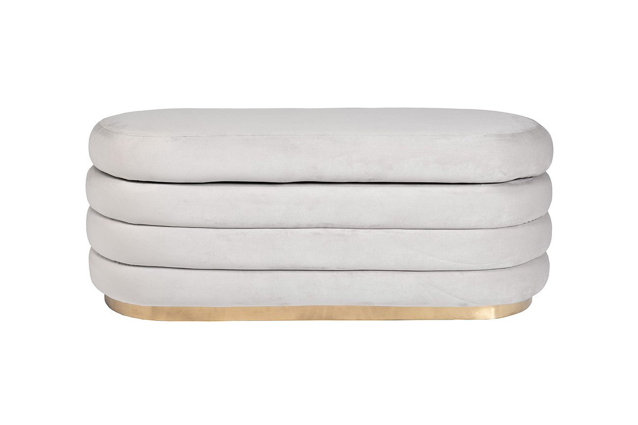 Банкетка с ящиком для хранения велюровая серая 1