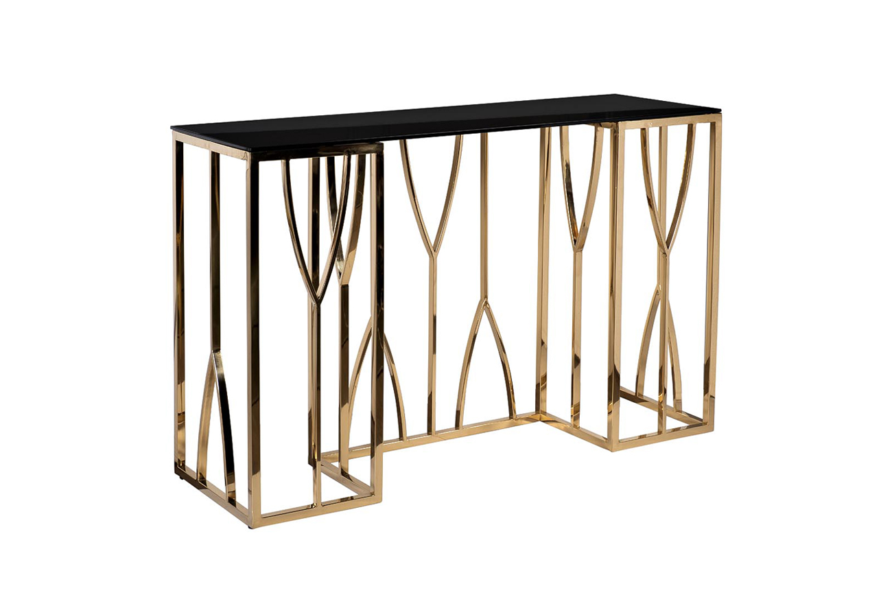 Консоль черное стекло/золото 2