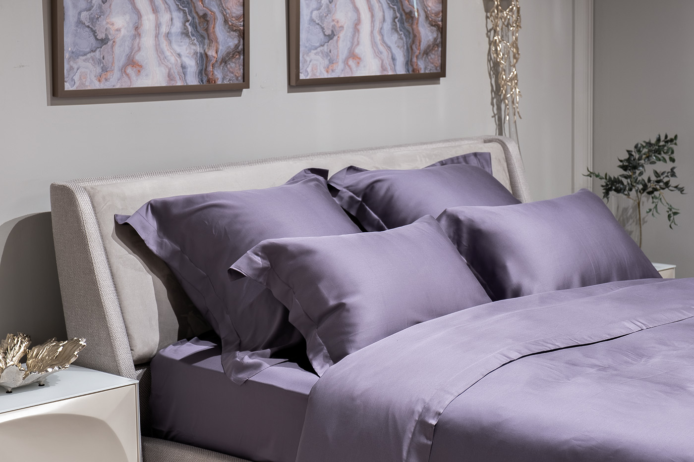 Простыня «Сопрано» на резинке 160х200х30см сиреневая 4