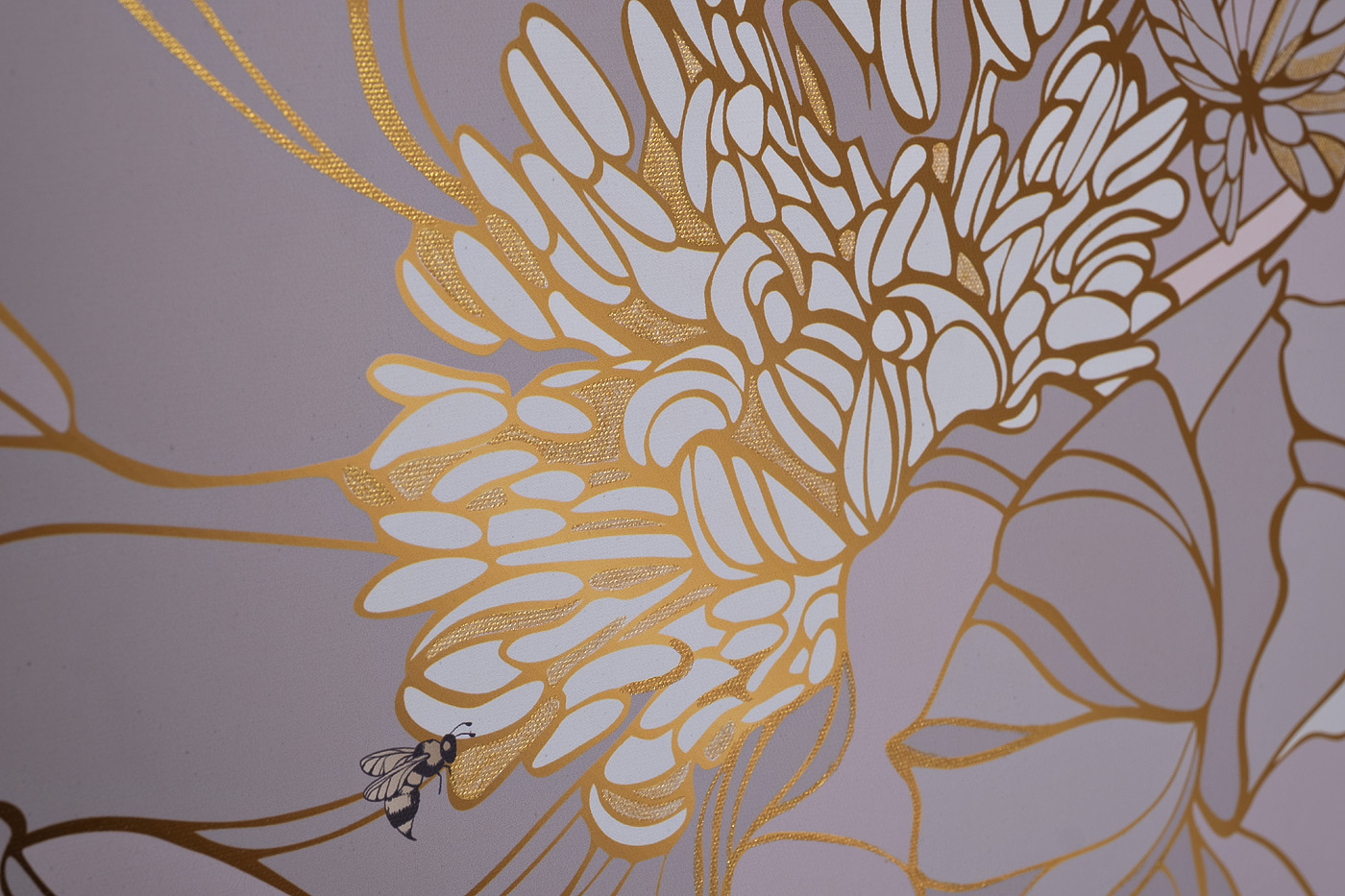 Холст «Пион» в золотом багете 2