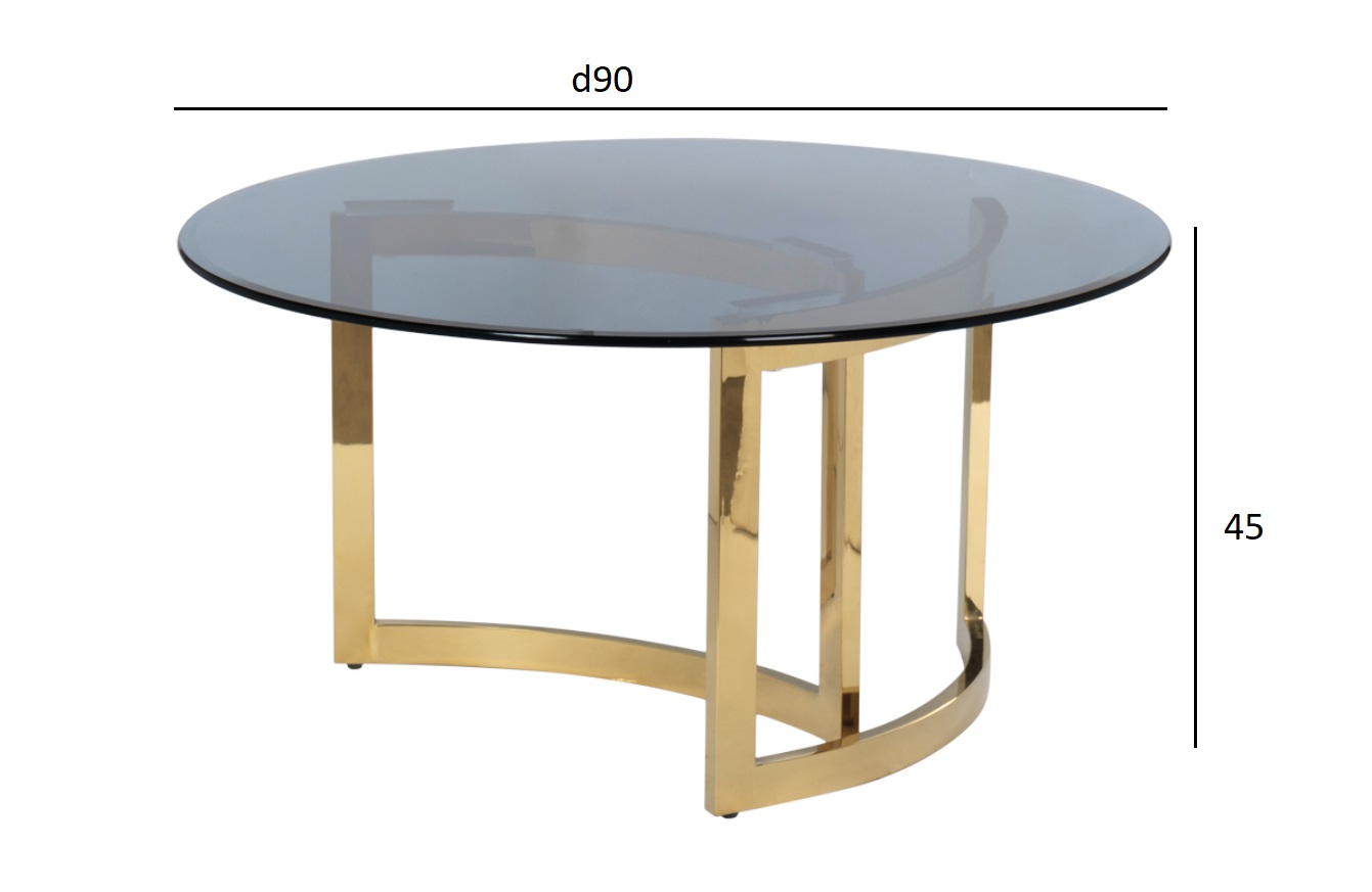 Стол журнальный золотой с темным стеклом 4