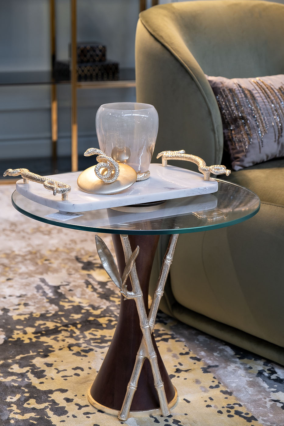 Поднос декоративный мраморный Змейка (Serpente) 3