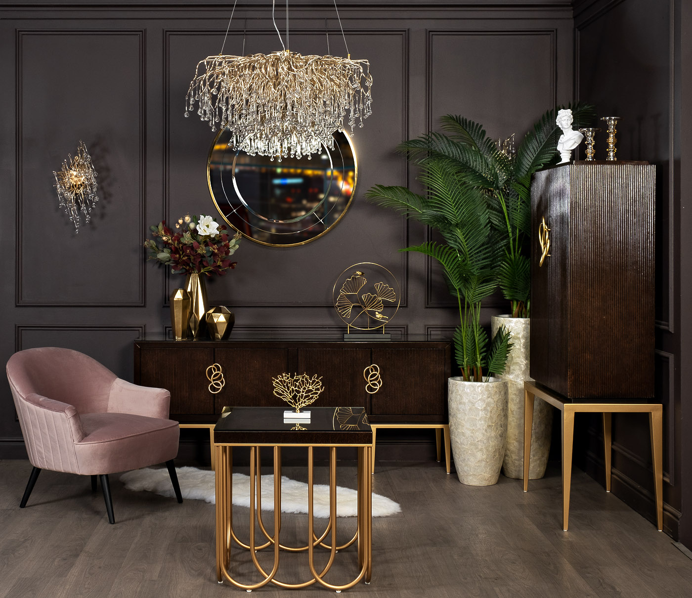 Статуэтка «Листья с двумя золотыми птичками» 2