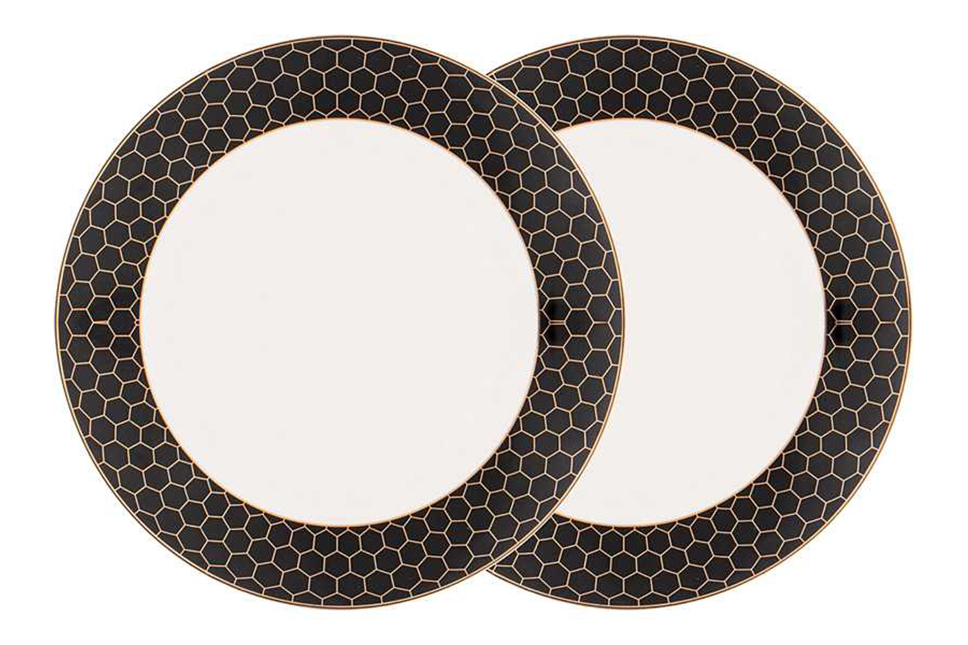 Набор из 2х обеденных тарелок «Harmony» черно-золотая деколь 27 см 1
