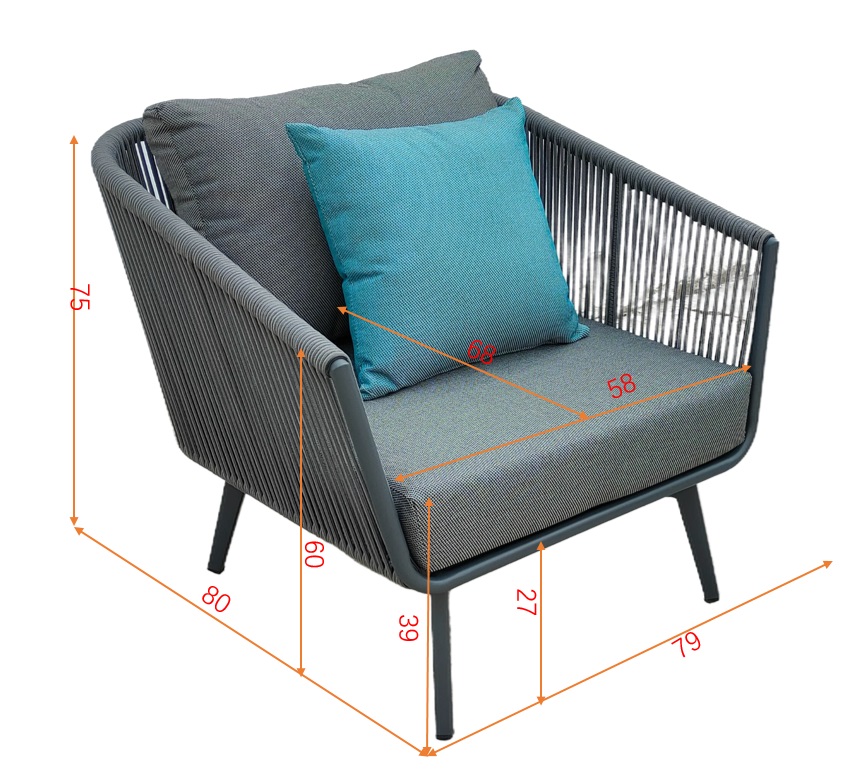 Кресло Arial уличное серое 7