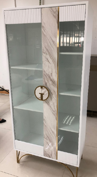 Витрина Plisse белая/золото 1