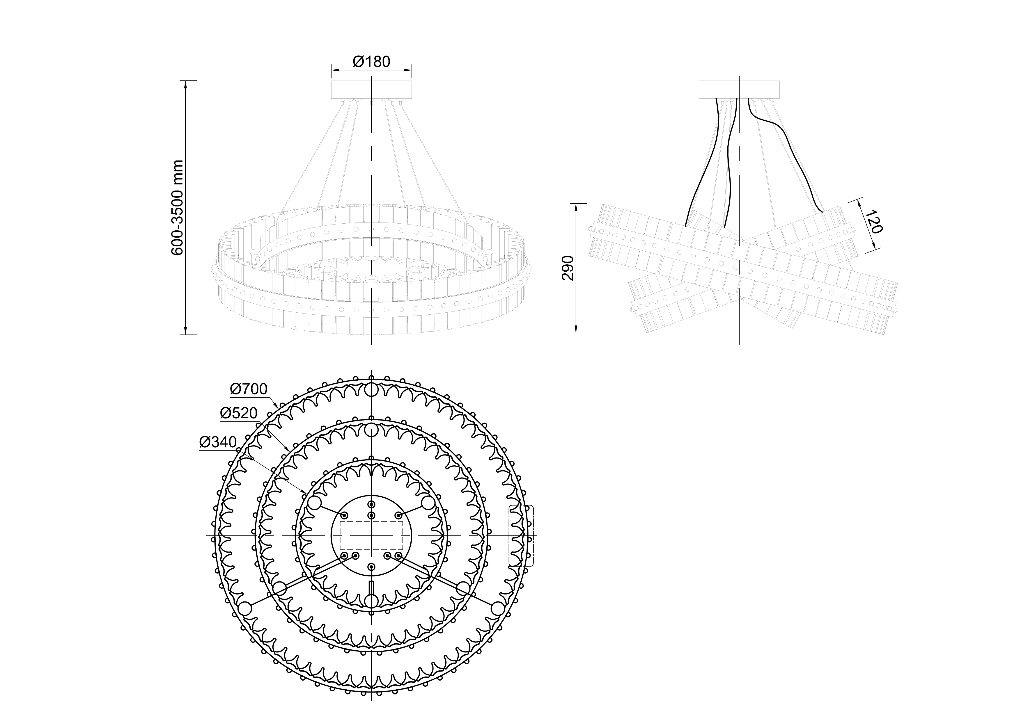 Люстра подвесная прозрачное стекло/золото 3