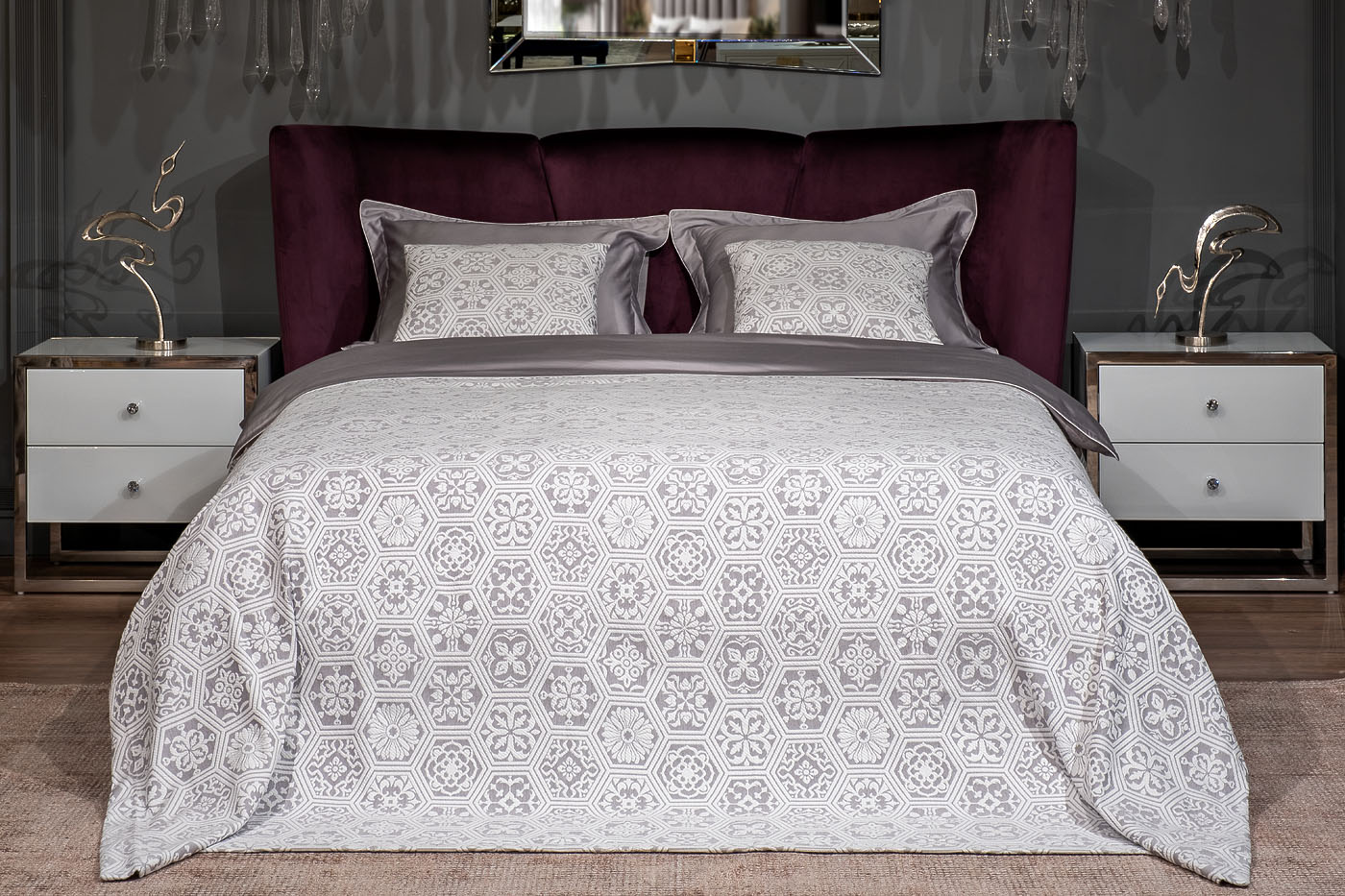 Покрывало «Ажур» 180х230см серое 1