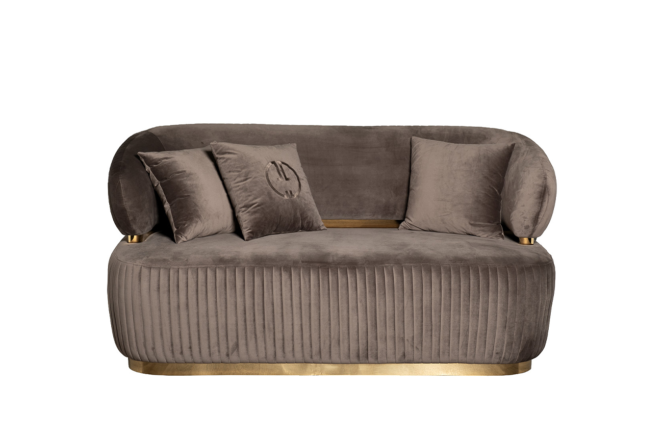 Диван Glarus двухместный велюровый коричневый 1