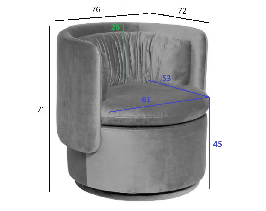 Кресло поворотное велюровое зеленое 4