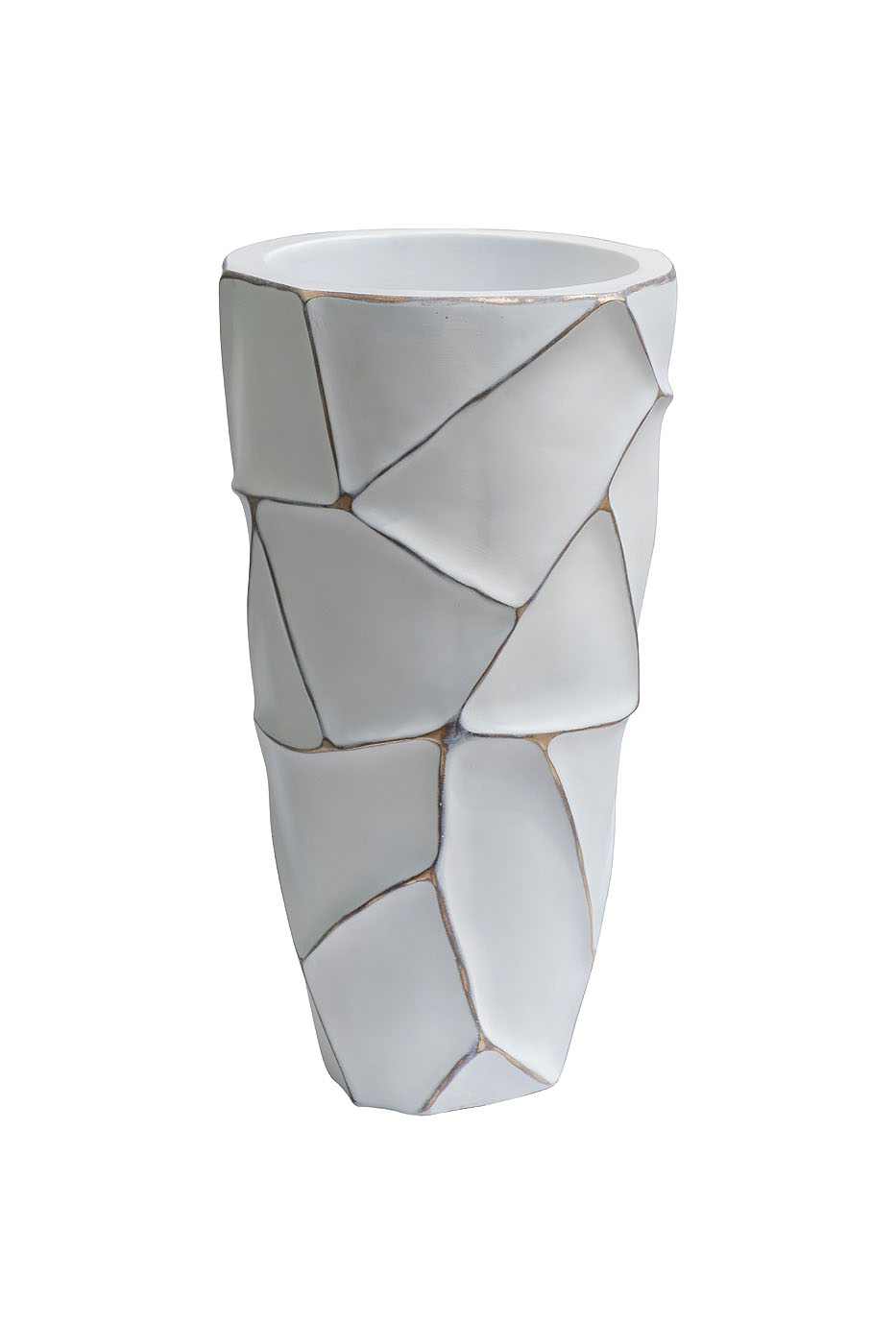 Кашпо белое с золотом 1