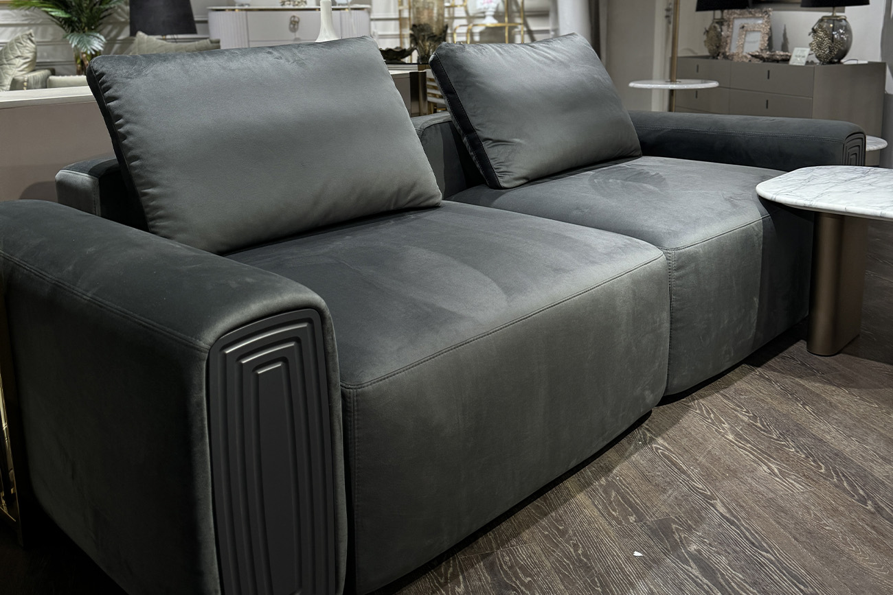 Диван Турин(Turin) трехместный раскладной велюровый темно-серый 9