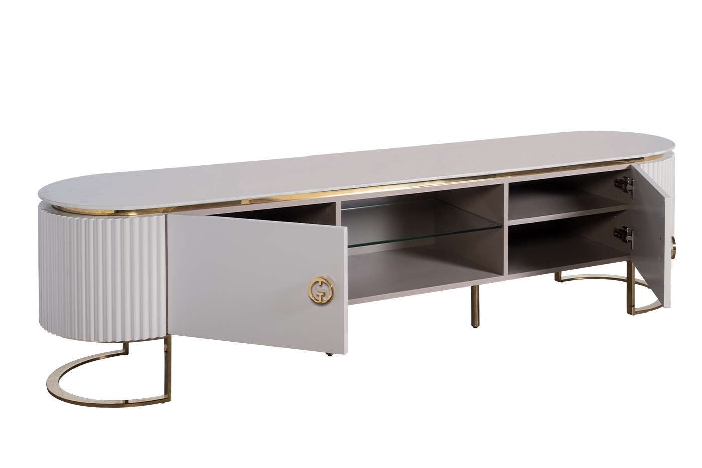 Тумба под телевизор Luchiano с мраморной столешницей 3