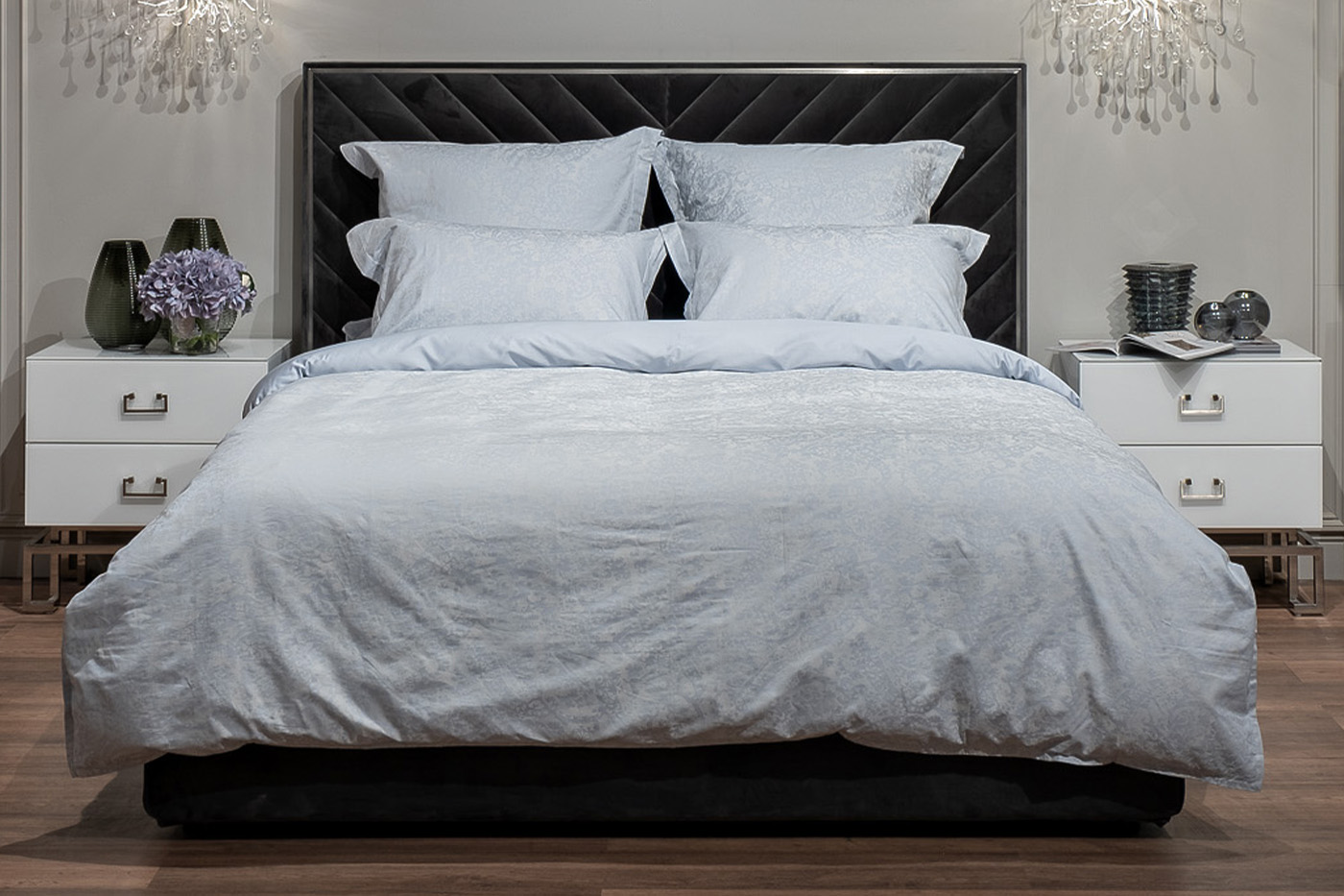 Комплект постельного белья «Илария» голубой 220х200см с наволочками 50х70см 1