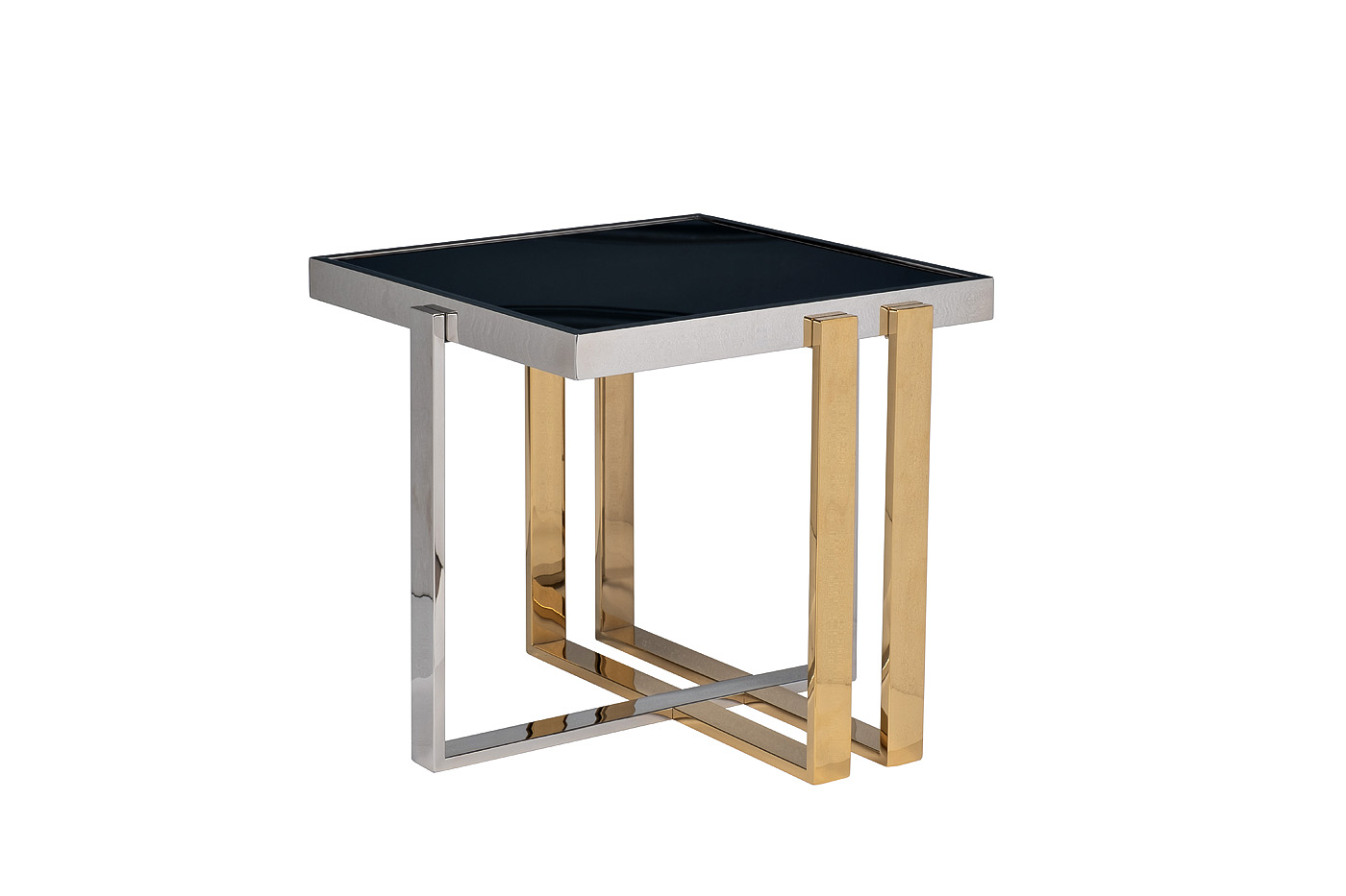 Столик журнальный черное стекло/хром/золото 2