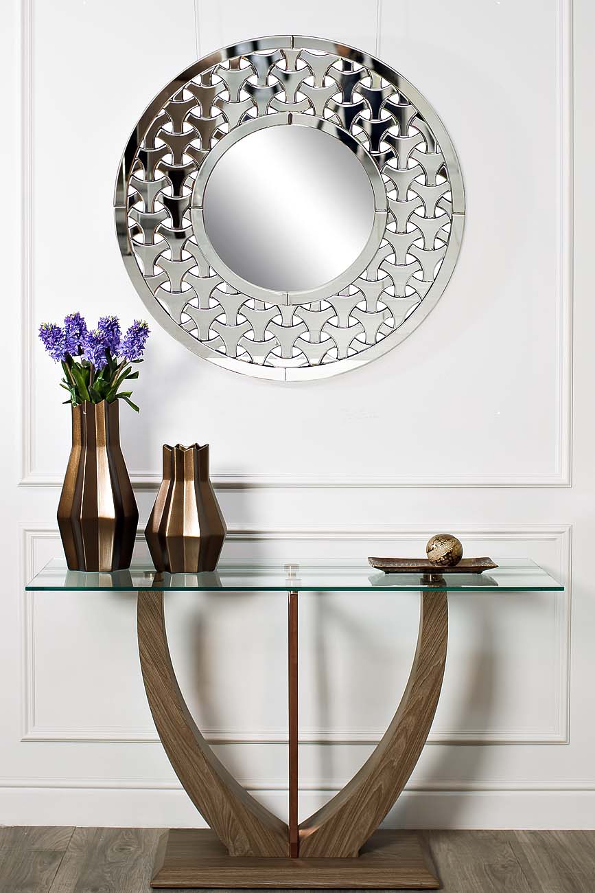 Консоль со стеклом бежевая 4