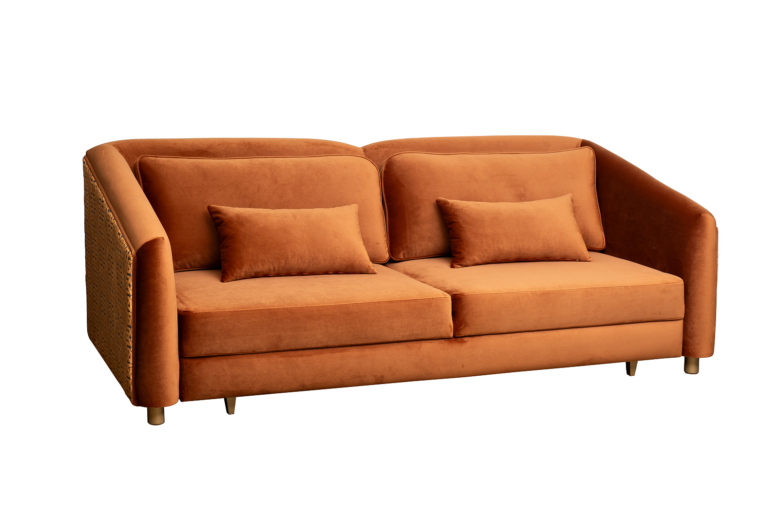 Диван Trevi трехместный раскладной оранжевый с кантом 2
