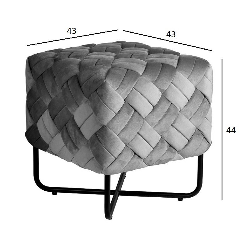Пуф из плетеного велюра мятный 5
