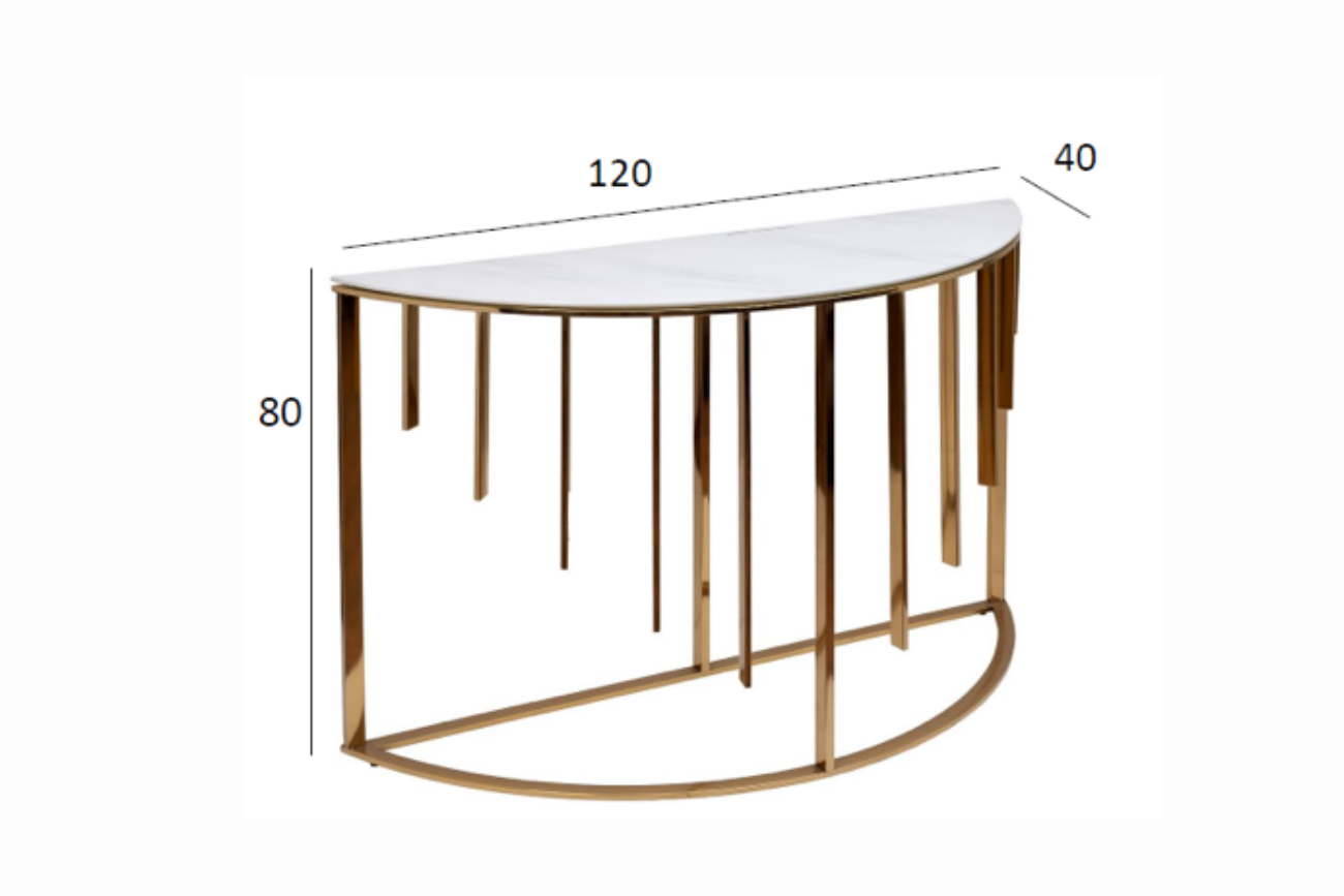 Консоль приставная мраморное стекло/золото 5