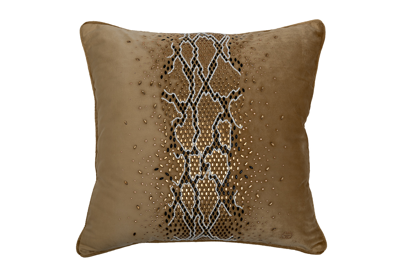 Подушка декоративная со стразами «Питон» золотая 1