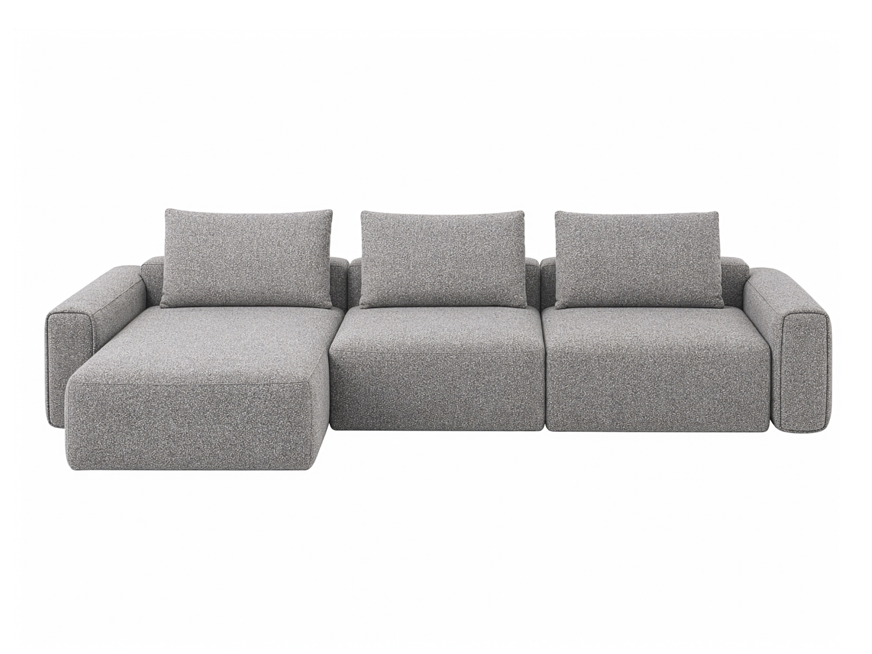 Диван Турин (Turin) трехместный с канапе раскладной черно-серый 1