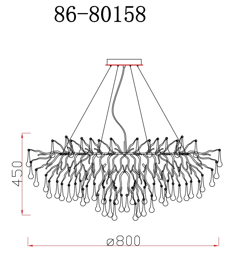Люстра подвесная «Капли» круглая золото 4