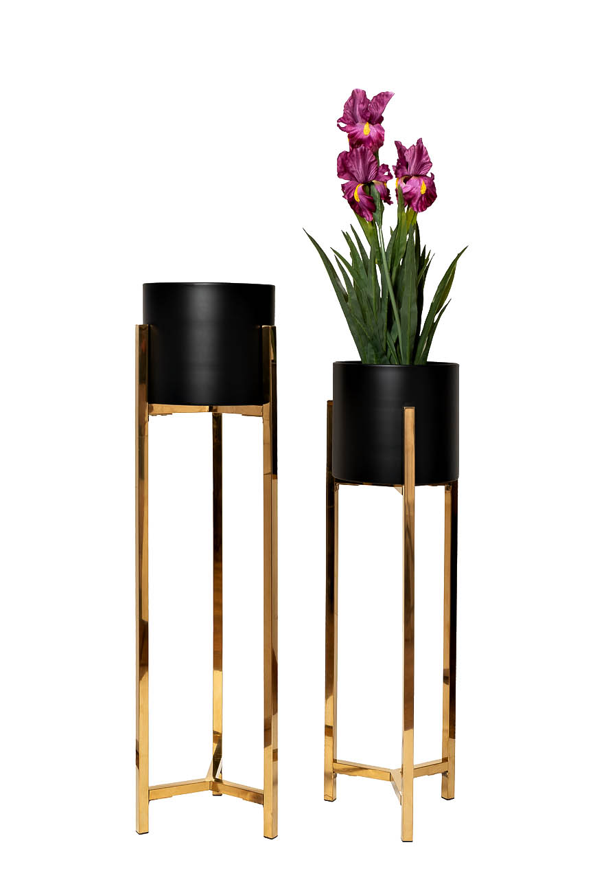 Набор из 2х металлических кашпо на подставке 1