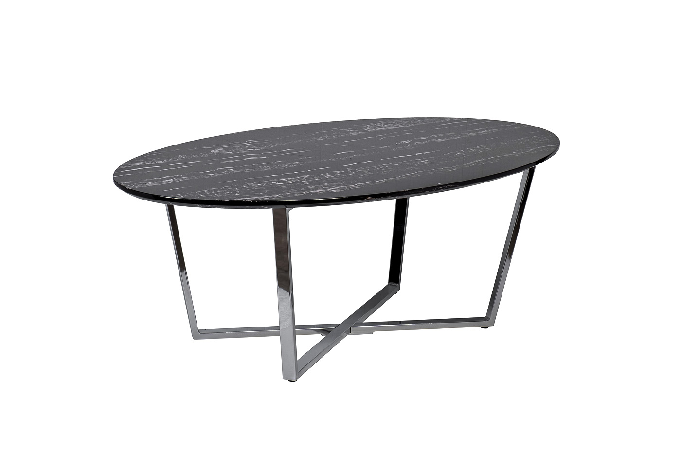 Стол журнальный овальный черный/хром 2