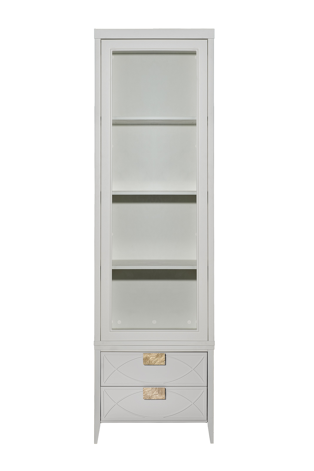 Шкаф-витрина со стеклянным фасадом с тумбочкой прикроватной с 2-мя ящиками бежевый 1