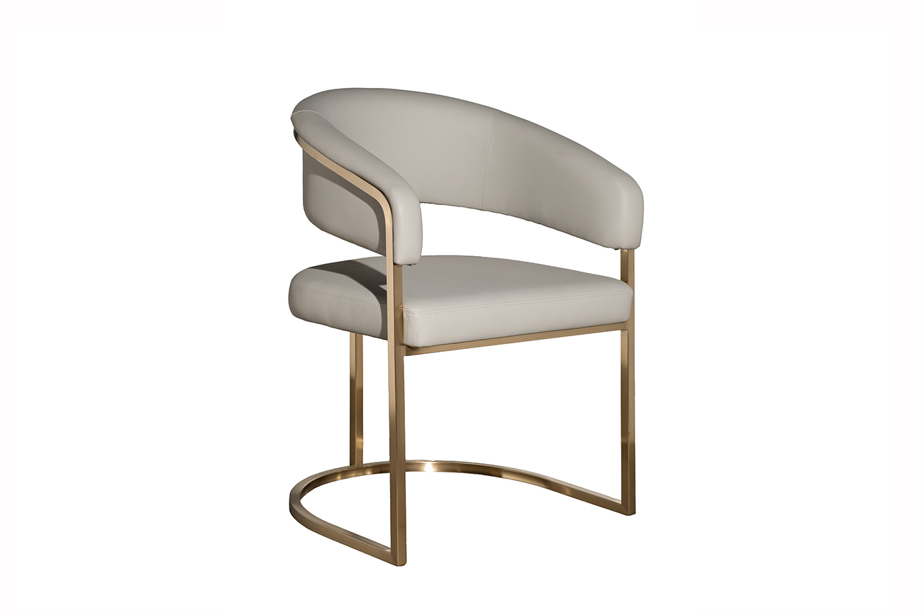 Стул из экокожи светло-серый/матовое золото 2
