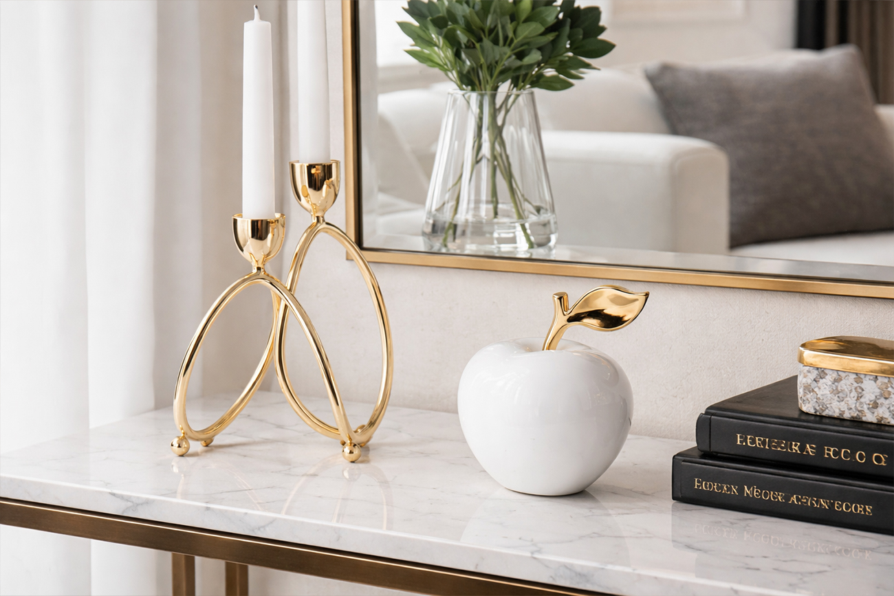 Подсвечник металлический золотой 2