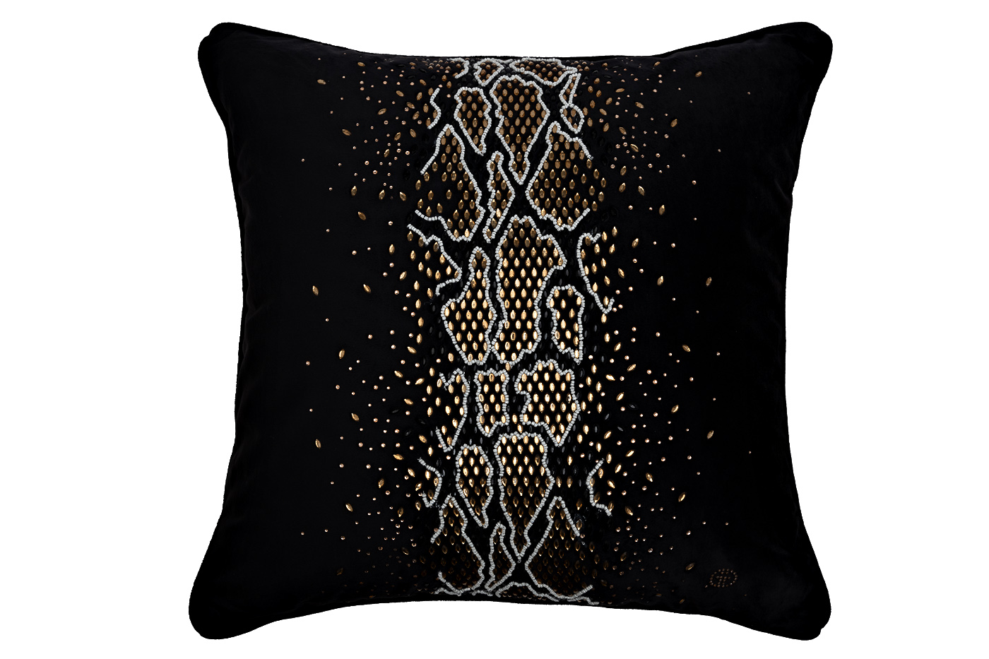 Подушка декоративная со стразами «Питон» черная 1