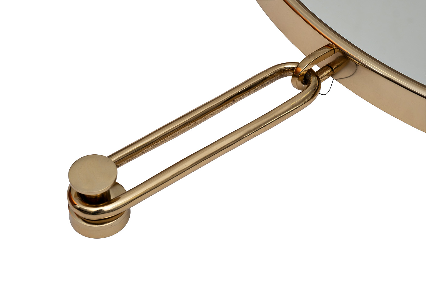 Зеркало на подвесе в золотой металлической раме 3