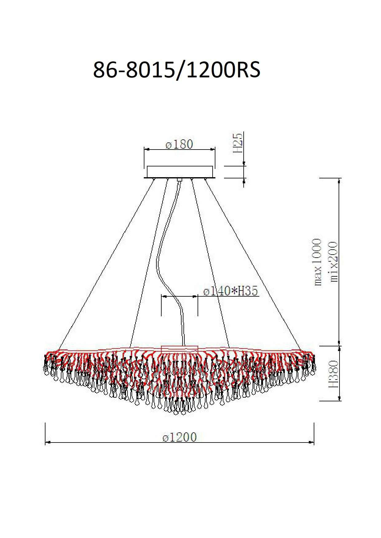 Люстра подвесная «Капли» круглая (хром) 2