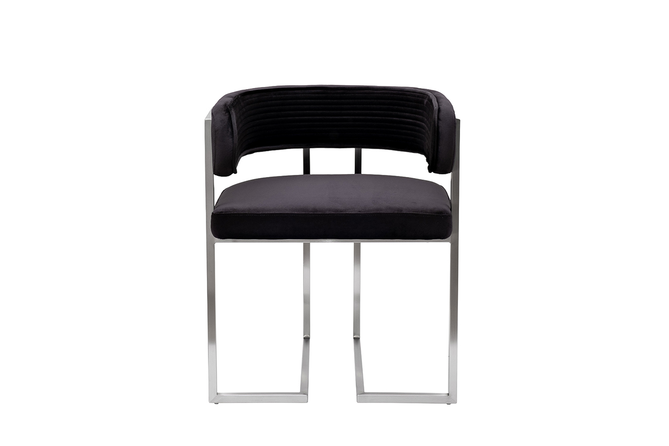 Стул велюровый черный/матовый хром 1