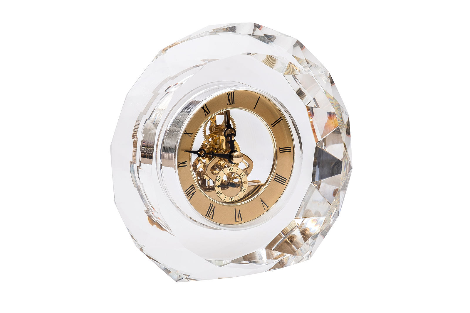 Часы настольные круглые золотые 2