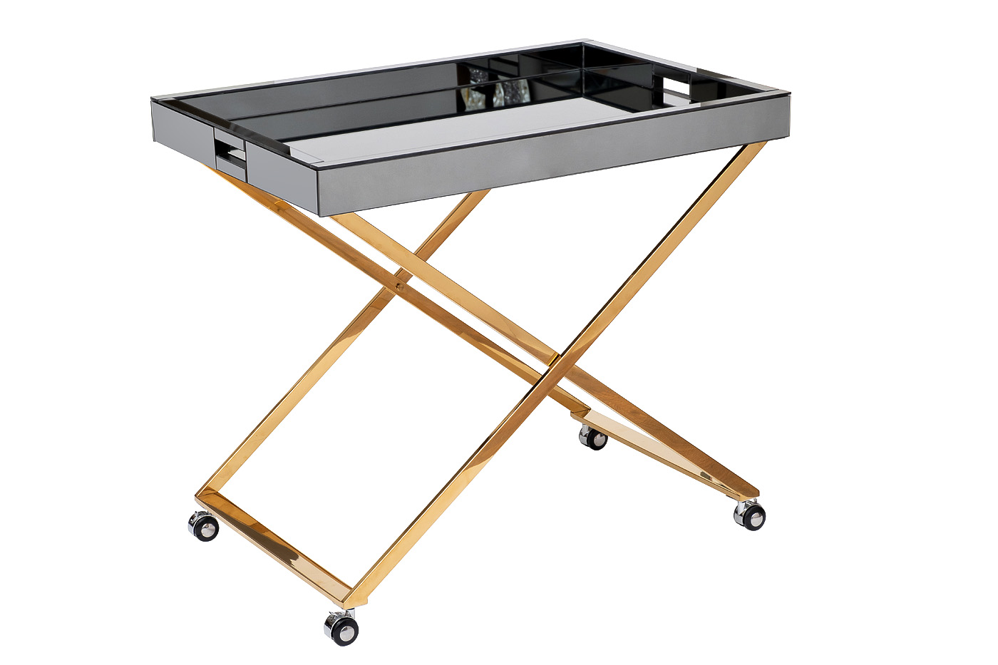 Стол сервировочный зеркальный матовый/золото 2