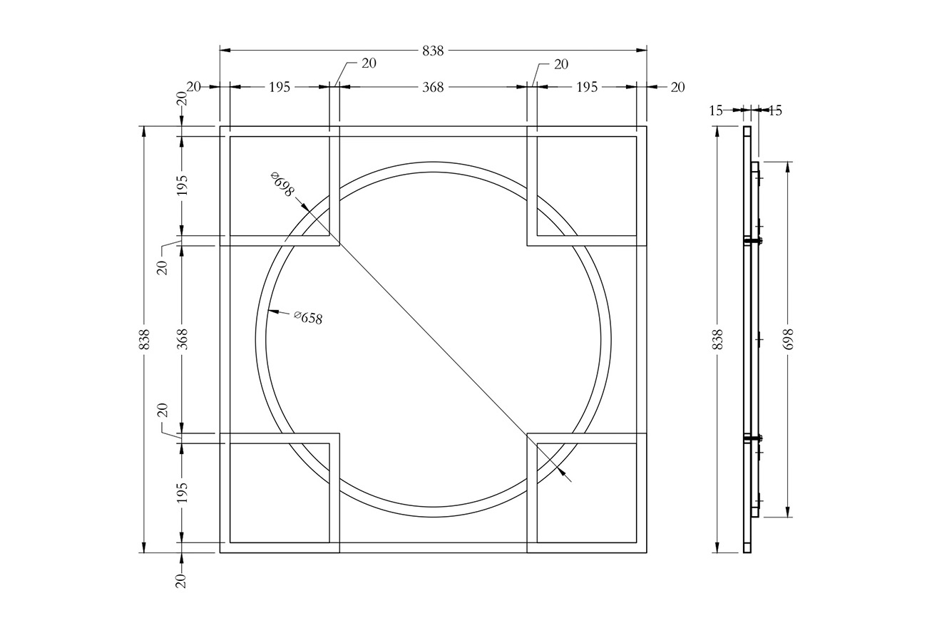 Зеркало квадратное декоративное 3