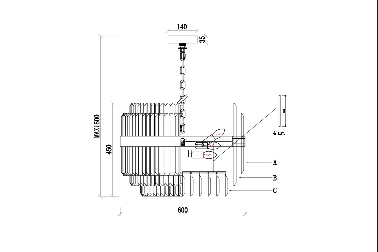 Люстра Глория (Glory)  круглая 3