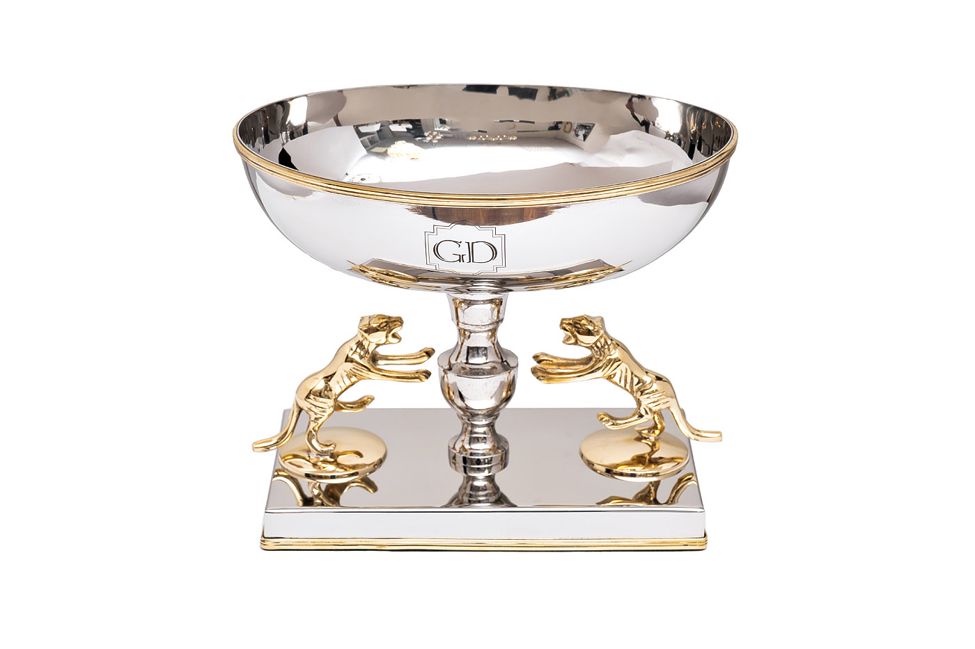 Чаша декоративная «Леопарды» хром 1