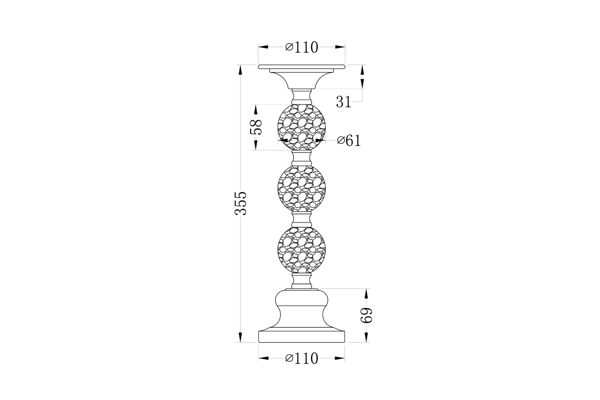 Подсвечник металлический со стеклом 2