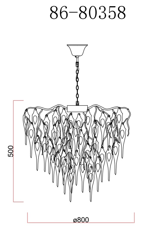 Люстра «Капли» круглая золото 3