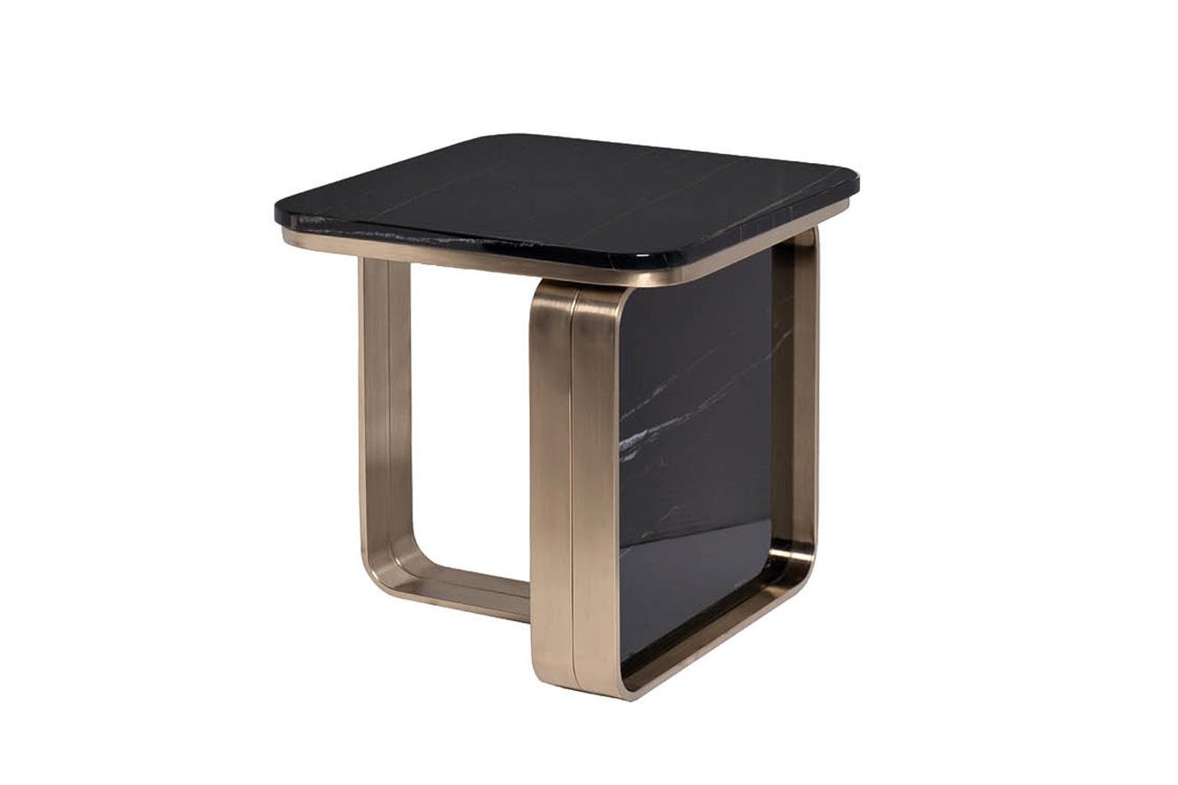 Столик журнальный черный искусственный камень/золото 2