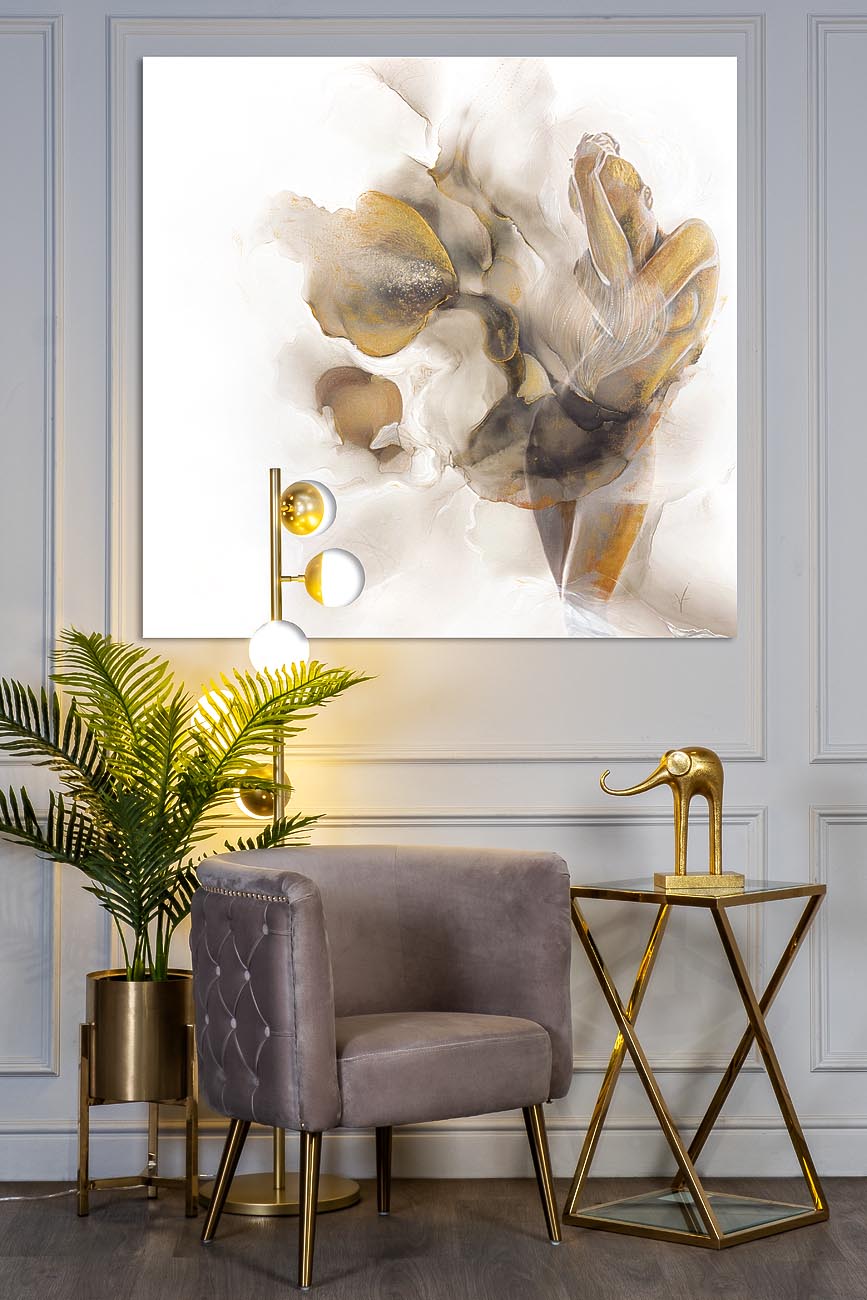 Кашпо металлическое на подставке (золото) 5