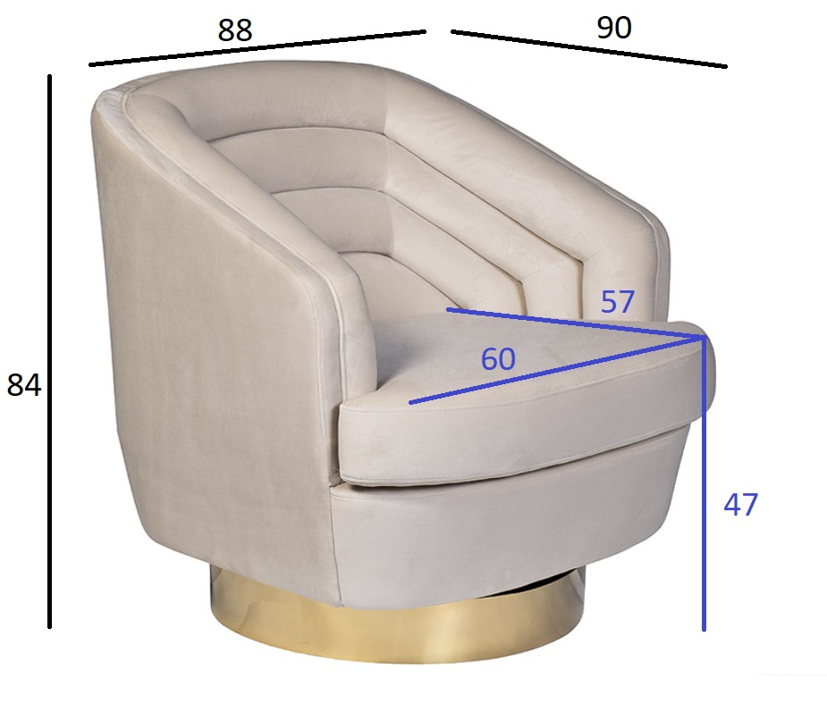 Кресло вращающееся велюровое кремовое 6