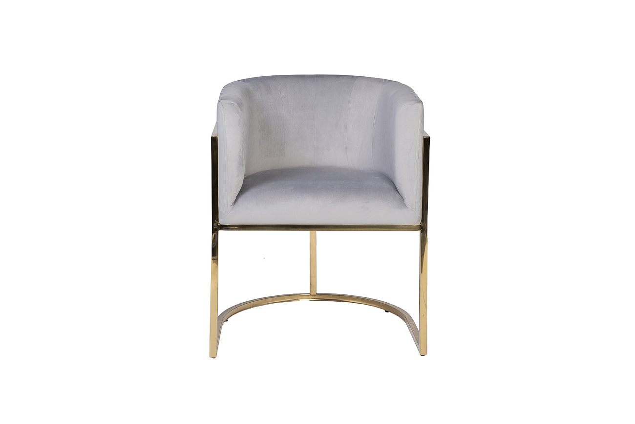 Кресло велюровое серо-голубое 1