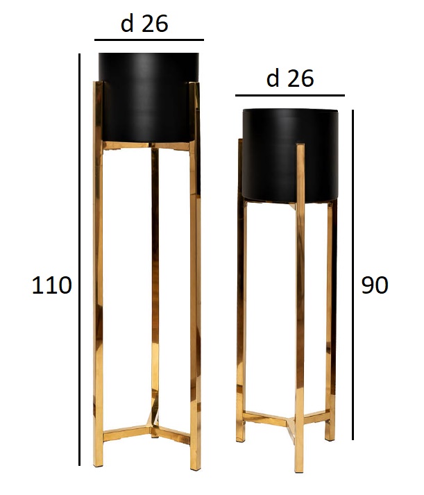 Набор из 2х металлических кашпо на подставке 2