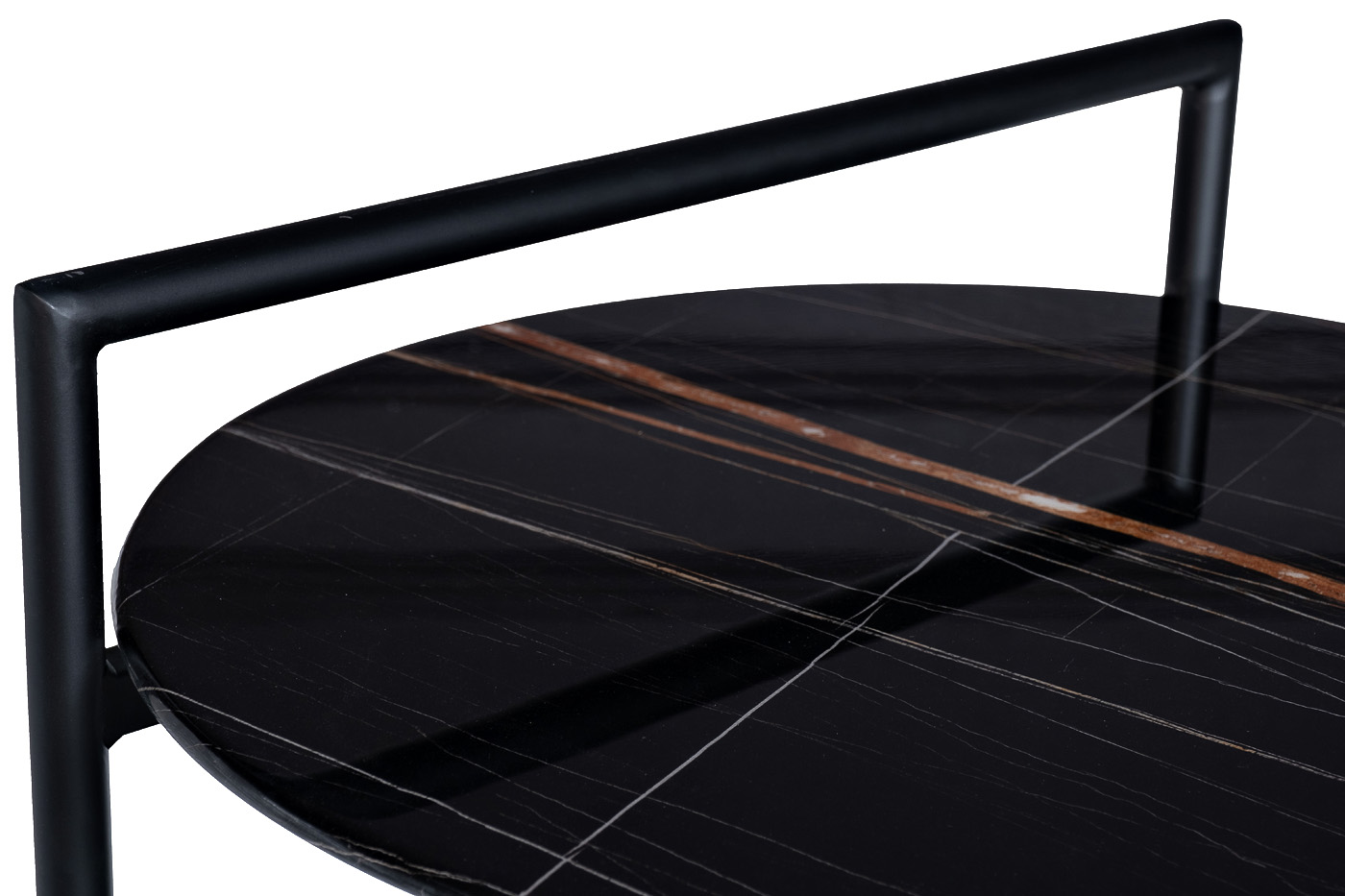 Стол журнальный круглый с полкой черный 3