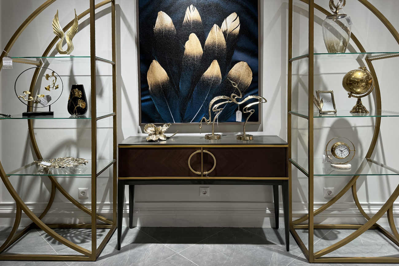 Консоль с 2-мя ящиками темный шпон 8