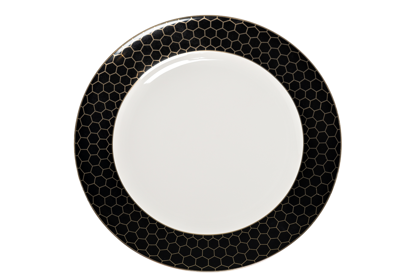 Тарелка обеденная «Honeycomb» черно-золотая деколь 26 см 2